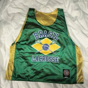 Brasil (Brazil) Medium (M) Green & Yellow Reversible Lacrosse Jersey Pinnie